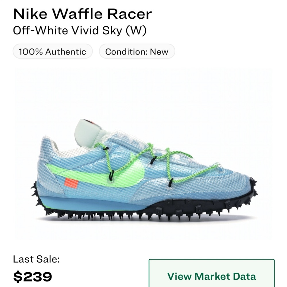 Nike Waffle Racer Off-White Vivid Sky (W)